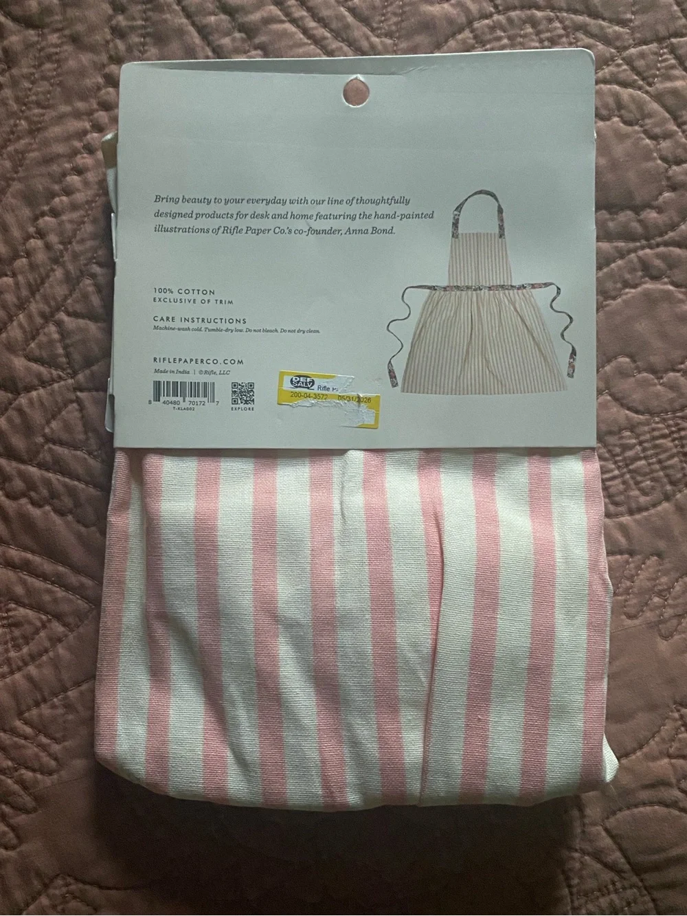 Rifle paper Co. rose striped apron